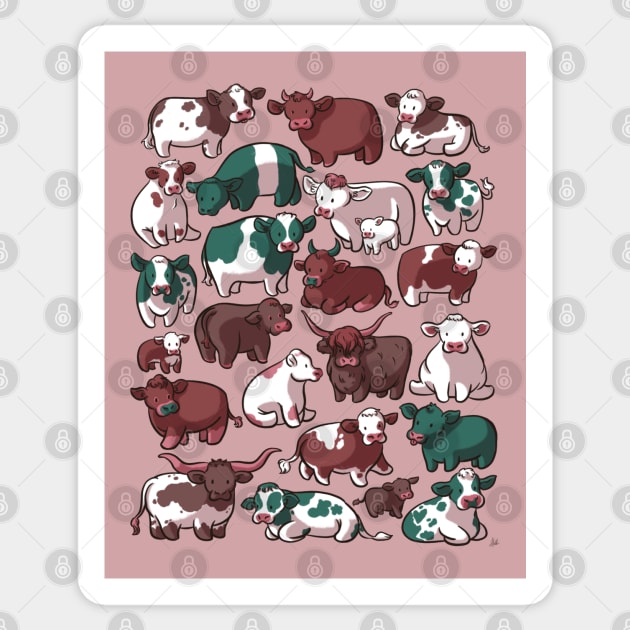 Berries and Cream Cows Sticker by jfeldmanart